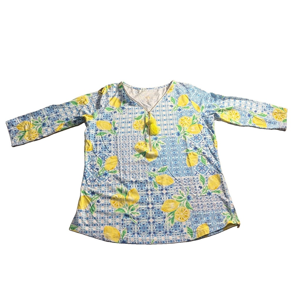 Belle by Kim Gravel Primabelle Knit Ciao Bella! Tassel Zip Top-Lemon Fresca/L